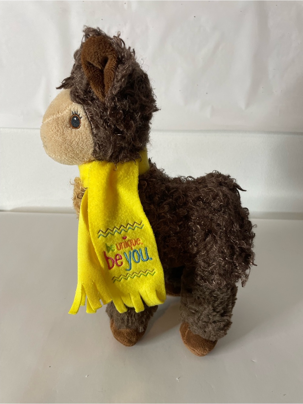 Be You Brown Alpaca Plush with Yellow Scarf